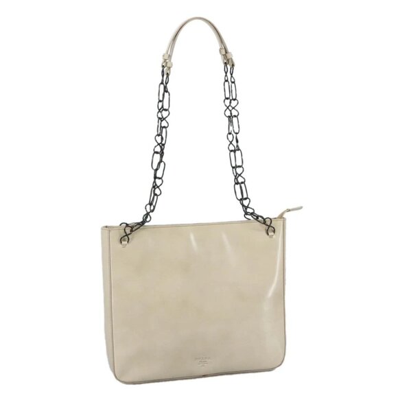 PRADA Chain Shoulder Bag Patent leather Beige Auth 109144 - Picture 1 of 16
